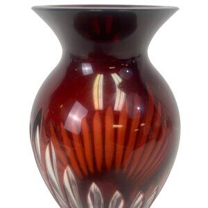 Vintage Crystal Ruby Red Cut to Clear Bud Vase Home Decor 1940's 5" Tall
